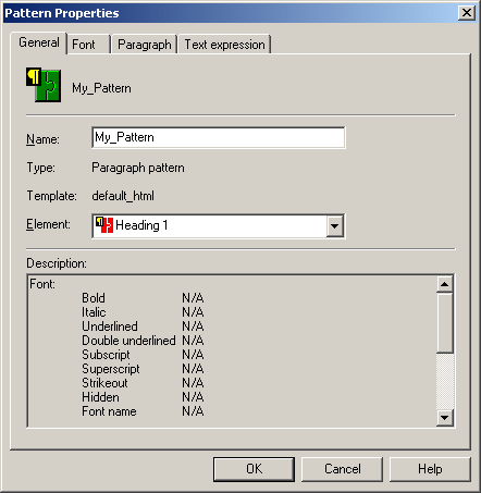 Element Setup - Pattern Property: General Tab