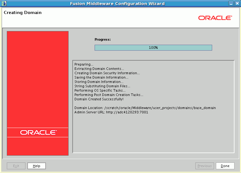 Configuration Wizard screen for Oracle BPM Suite.