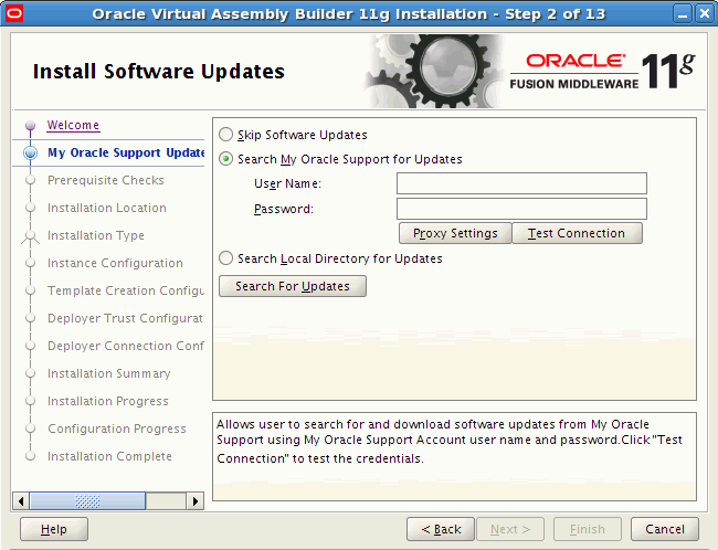 Install Software Updates page