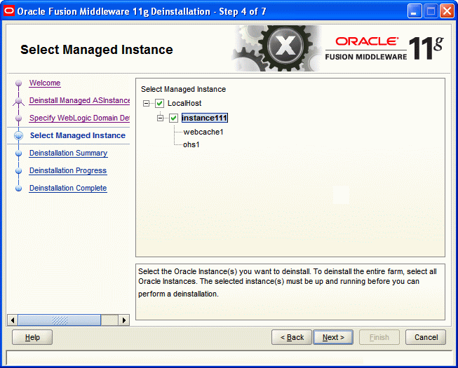 Select Managed Instance screen