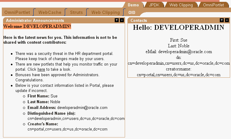 Shows page for a developer/administrator.