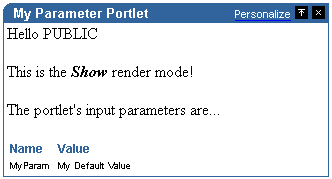 Shows Parameter portlet.