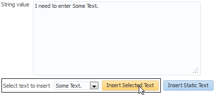 inputText component with inserted text