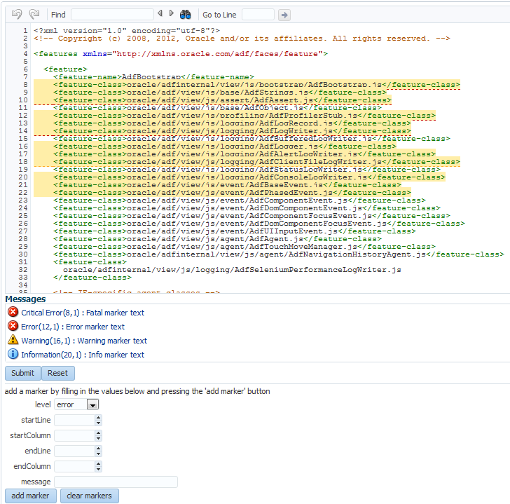 Using Markers in Code Editor