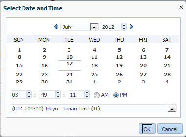 Modal dialog for date and time