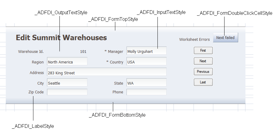 Predefined Styles in EditWarehouses.xlsx file