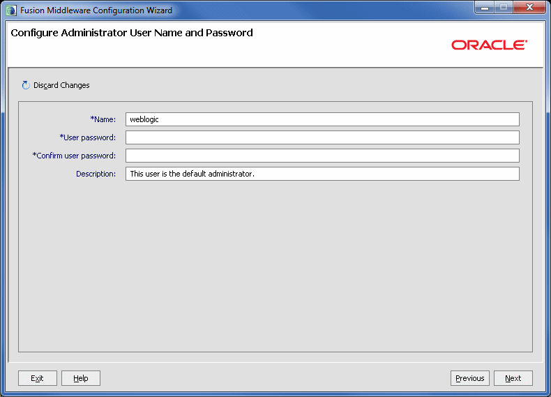 Admin default. Oracle Base Directory.