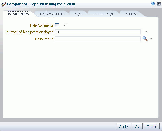 Blog Main View Task Flow Properties