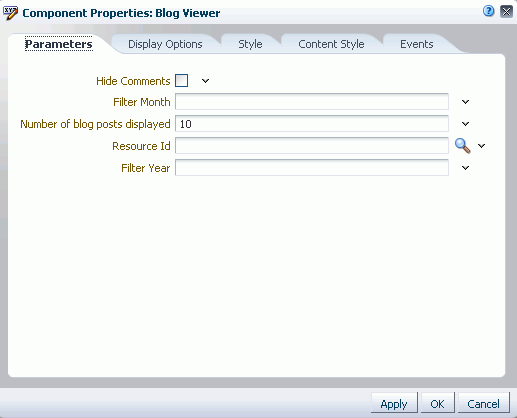 Blog Viewer Task Flow Properties