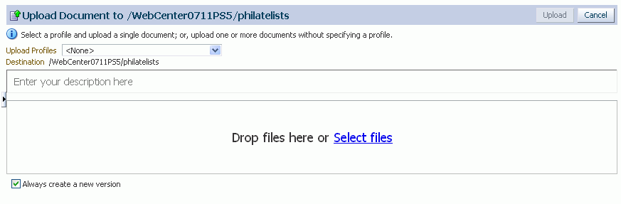 Upload Document pane