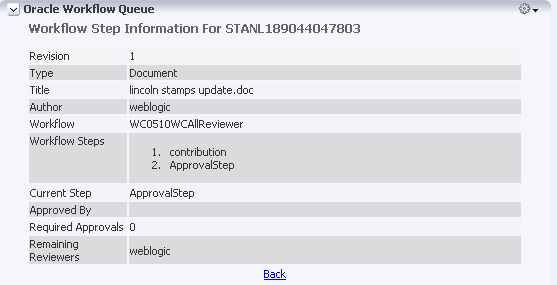 Workflow Step Information