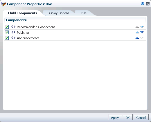 Child Components tab in Component Properties dialog