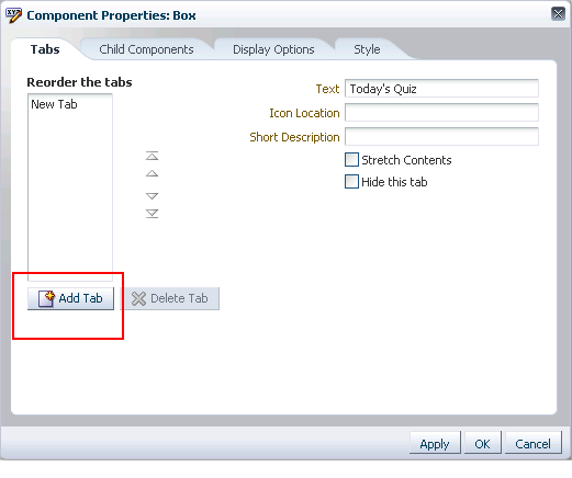 Add Tab button in Component Properties dialog