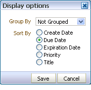 Worklist Display Options dialog box