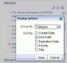 Worklist display options