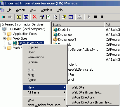 Creating a virtual directory using IIS