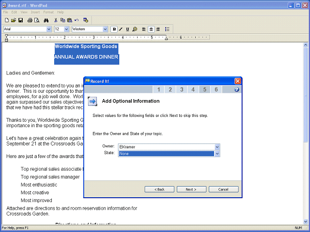 Screen image of this step