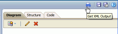 「XML出力の取得」ボタン