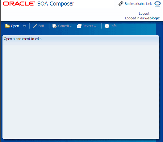 Oracle SOAワークスペースのホーム・ページ
