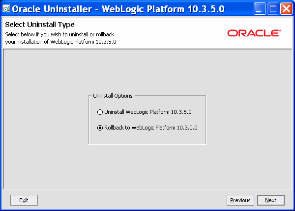 Oracleアンインストーラ「アンインストール・タイプを選択」画面