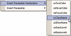 Inserting Parameter Declaration Menu