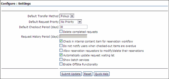 Text describes the Configure Physical Settings Page.