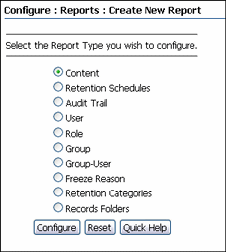 Text describes the Configure Report Element Page.