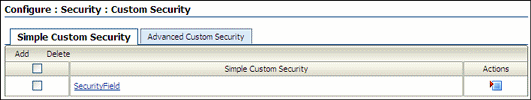 Text describes the Configure Custom Security Page.