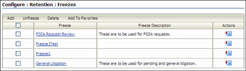 Surrounding text describes the Freeze Configuration Page.