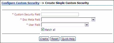 Text describes the Create/Edit Simple Custom Security Page.