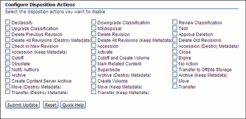 Text describes the Disposition Actions Configuration Page.