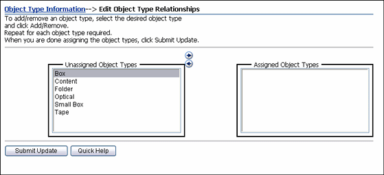 Text describes the Edit Object Type Relationships Page.
