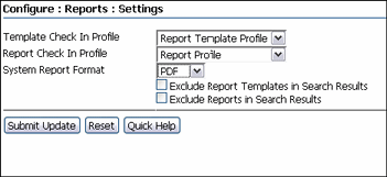 Text describes the Configure Reports Settings Page.