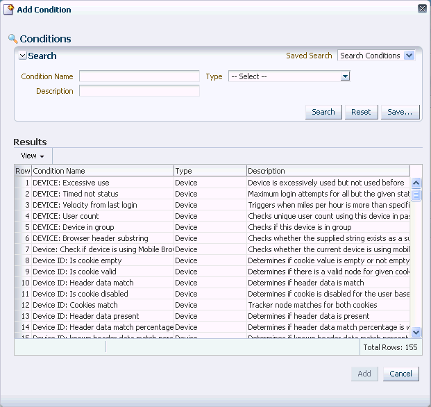 The Add Conditions dialog is shown.