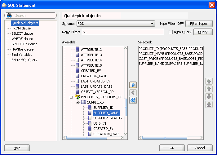 「SQL文」ダイアログ