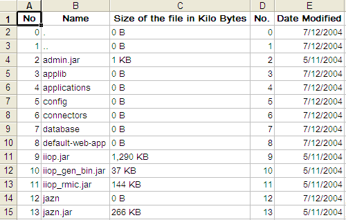 データがExcelで表示されています