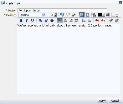 Reply Topic Dialog