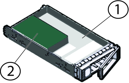 画像: 小さいSSDドライブを収容するディスク・ドライブ・ブラケットを示す図。