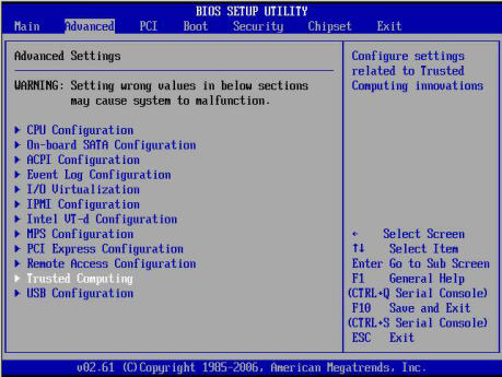 画像: BIOSの「Advanced Settings」画面を示す図。