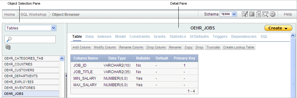 オブジェクト ブラウザを使用したデータベース オブジェクトの管理