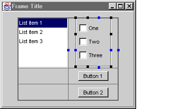 inset値が0より大きい値に設定されたGridBagLayout