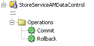 Transaction control operations in data control palette