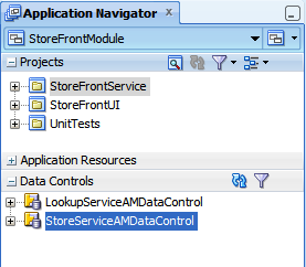 Data Controls Panel in the Application Navigator