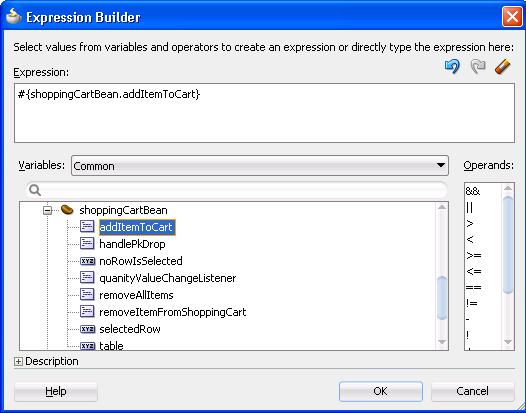 Selected method in Edit Property dialog.