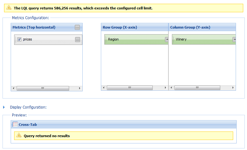 Cross Tab component - too many results