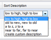 Results List - Sort description drop-down list