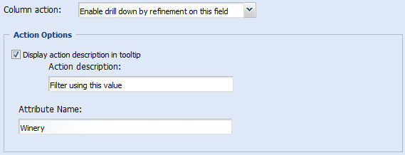 Results Table - configure drilldown action