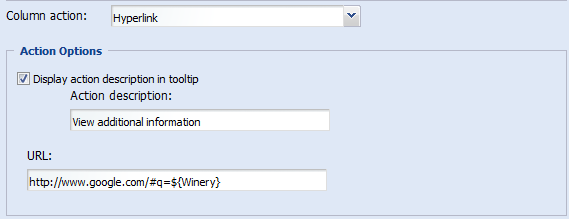 Results Table - configuring a hyperlink action