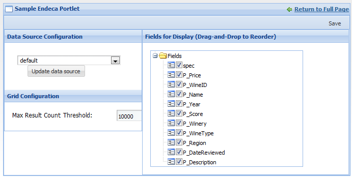 Sample Endeca Portlet - edit view