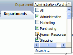 Multi-select list displayed as menu